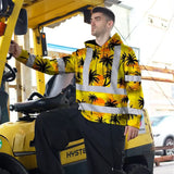 Hi Vis Hoodie Reflective Tapes Yellow Neon Flowers Custom Name Safety Workwear For Workers, Truckers, Operators