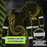 Hi Vis Hoodie Reflective Tapes Yellow Neon Hawaii Custom Name Safety Workwear For Workers, Truckers, Operators