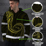 Hi Vis Hoodie Reflective Tapes Yellow Neon Hawaii Custom Name Safety Workwear For Workers, Truckers, Operators