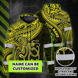 Hi Vis Hoodie Reflective Tapes Yellow Neon Hawaii Octopus Custom Name Safety Workwear For Workers, Truckers, Operators
