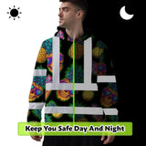 Hi Vis Hoodie Reflective Tapes Yellow Neon Skull Custom Name Safety Workwear For Workers, Truckers, Operators