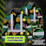 Hi Vis Hoodie Reflective Tapes Yellow Neon Skull Custom Name Safety Workwear For Workers, Truckers, Operators
