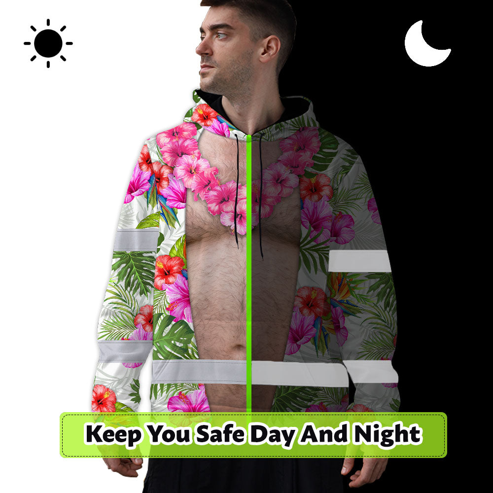 Hi Vis Hoodie Shirt Reflective Tapes Funny Belly Hi-Vis Hoodie