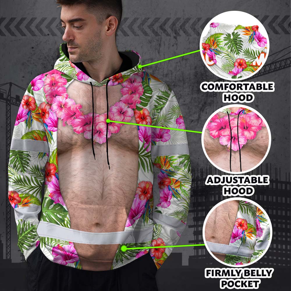 Hi Vis Hoodie Shirt Reflective Tapes Funny Belly Hi-Vis Hoodie