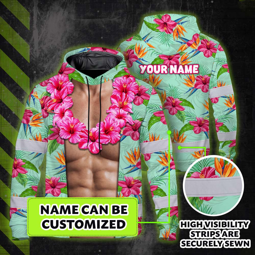 Hi Vis Hoodie Shirt Reflective Tapes Funny Muscle 2 Hi-Vis Hoodie
