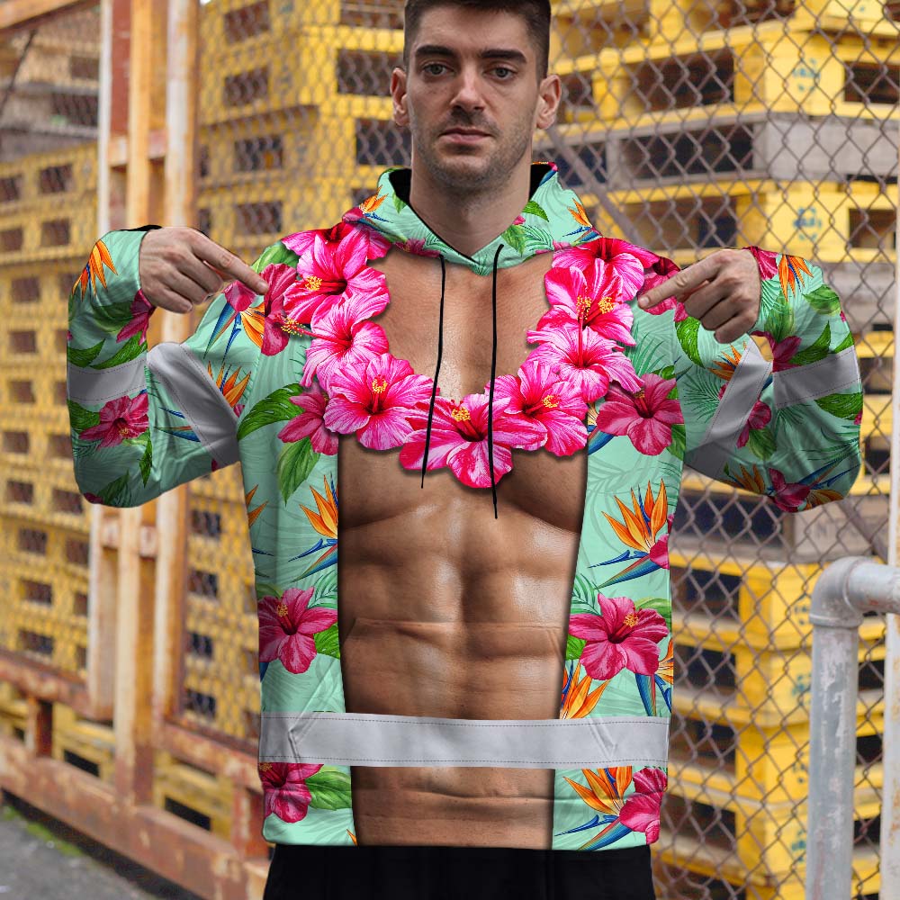 Hi Vis Hoodie Shirt Reflective Tapes Funny Muscle 2 Hi-Vis Hoodie