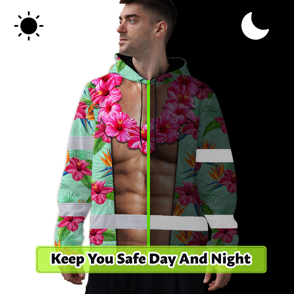 Hi Vis Hoodie Shirt Reflective Tapes Funny Muscle 2 Hi-Vis Hoodie