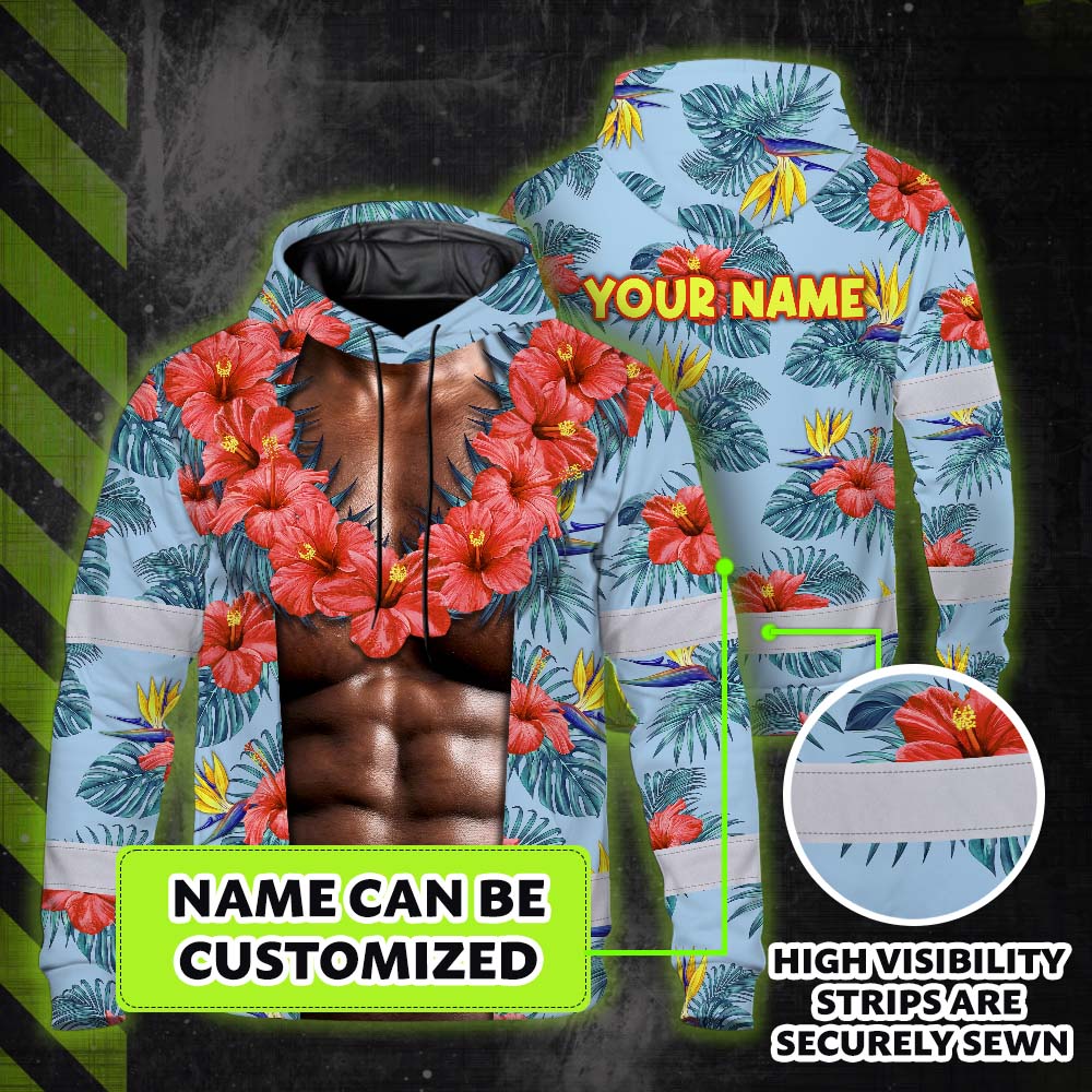 Hi Vis Hoodie Shirt Reflective Tapes Funny Muscle Hi-Vis Hoodie