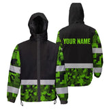 Hi Vis Jacket Waterproof Reflective Green Camo Custom Name Safety Workwear
