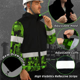 Hi Vis Jacket Waterproof Reflective Green Camo Custom Name Safety Workwear