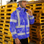 Blue Neon Flowers Hi-Vis Waterproof Jacket