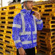 Blue Neon Flowers Hi-Vis Waterproof Jacket