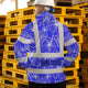 Blue Neon Flowers Hi-Vis Waterproof Jacket