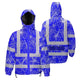 Blue Neon Flowers Hi-Vis Waterproof Jacket