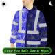 Blue Neon Flowers Hi-Vis Waterproof Jacket