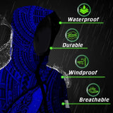Hi Vis Jacket Waterproof Reflective Tapes Blue Neon Hawaii Whale Custom Name Safety Workwear For Workers, Truckers, Operators