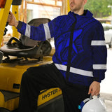 Hi Vis Jacket Waterproof Reflective Tapes Blue Neon Hawaii Whale Custom Name Safety Workwear For Workers, Truckers, Operators