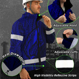 Hi Vis Jacket Waterproof Reflective Tapes Blue Neon Hawaii Whale Custom Name Safety Workwear For Workers, Truckers, Operators