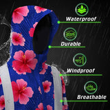 Hi Vis Jacket Waterproof Reflective Tapes Blue Neon Pink Flowers Custom Name Safety Workwear For Workers, Truckers, Operators