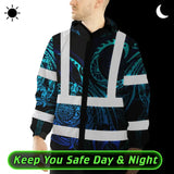 Hi Vis Jacket Waterproof Reflective Tapes Gradient Turtle Hawaiian Polynesian Tribal Custom Name Safety Workwear For Workers, Truckers, Operators