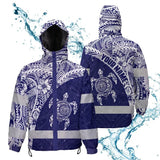Hi Vis Jacket Waterproof Reflective Tapes Gradient Turtle Hawaiian Polynesian Tribal Custom Name