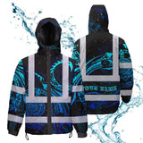 Hi Vis Jacket Waterproof Reflective Tapes Gradient Turtle Hawaiian Polynesian Tribal Custom Name Safety Workwear For Workers, Truckers, Operators