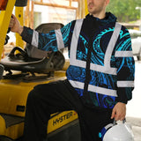Hi Vis Jacket Waterproof Reflective Tapes Gradient Turtle Hawaiian Polynesian Tribal Custom Name Safety Workwear For Workers, Truckers, Operators