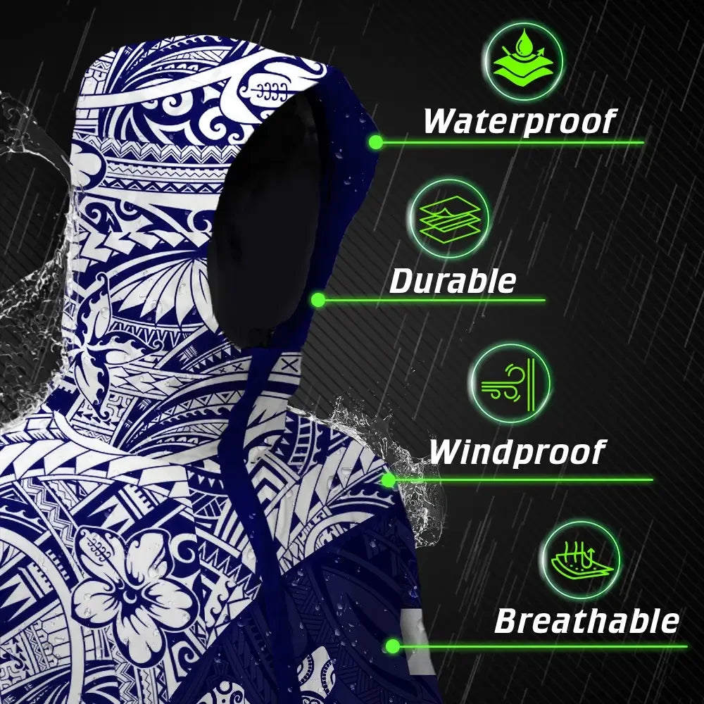 Hi Vis Jacket Waterproof Reflective Tapes Gradient Turtle Hawaiian Polynesian Tribal Custom Name