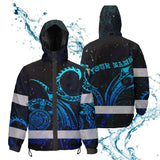 Hi Vis Jacket Waterproof Reflective Tapes Gradient Turtle Hawaiian Polynesian Tribal Custom Name