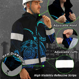 Hi Vis Jacket Waterproof Reflective Tapes Gradient Turtle Hawaiian Polynesian Tribal Custom Name