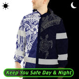 Hi Vis Jacket Waterproof Reflective Tapes Gradient Turtle Hawaiian Polynesian Tribal Custom Name