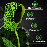 Hi Vis Jacket Waterproof Reflective Tapes Green Neon Hawaii Whale Custom Name Safety Workwear For Workers, Truckers, Operators