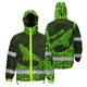 Green Neon Hawaii Whale Hi-Vis Waterproof Jacket