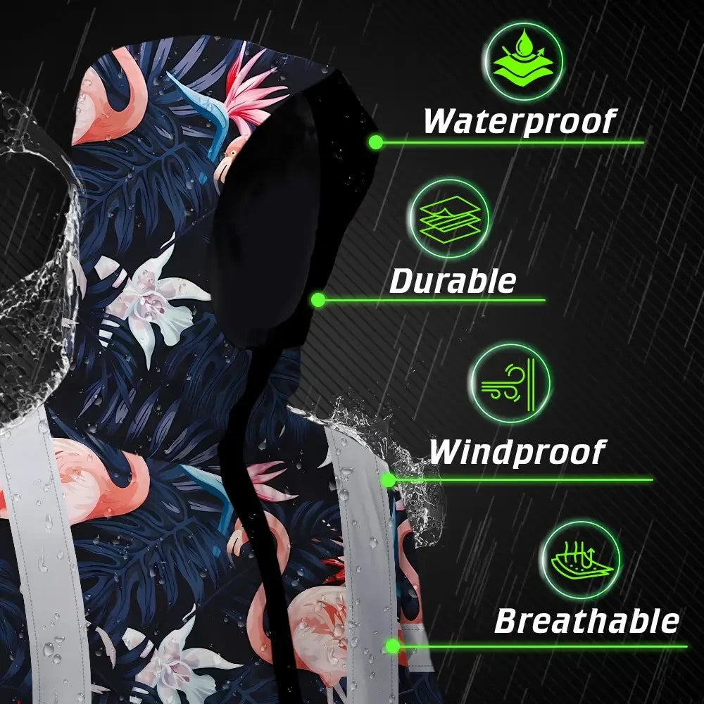 Hi Vis Jacket Waterproof Reflective Tapes Hawaii Flamingo 2 Custom Name Safety Workwear For Workers, Truckers, Operators
