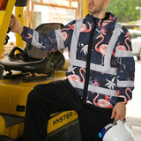 Hi Vis Jacket Waterproof Reflective Tapes Hawaii Flamingo 2 Custom Name Safety Workwear For Workers, Truckers, Operators