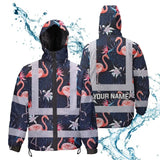 Hi Vis Jacket Waterproof Reflective Tapes Hawaii Flamingo 2 Custom Name Safety Workwear For Workers, Truckers, Operators
