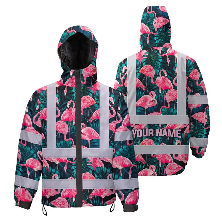Hawaii Flamingo Hi-Vis Waterproof Jacket