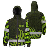 Hi Vis Jacket Waterproof Reflective Tapes Hawaiian Polynesian Tribal Custom Name