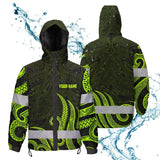 Hi Vis Jacket Waterproof Reflective Tapes Hawaiian Polynesian Tribal Custom Name