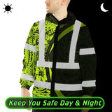 Hi Vis Jacket Waterproof Reflective Tapes Hawaiian Polynesian Tribal Custom Name Safety Workwear For Workers, Truckers, Operators