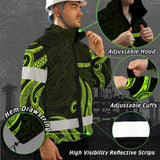 Hi Vis Jacket Waterproof Reflective Tapes Hawaiian Polynesian Tribal Custom Name