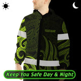 Hi Vis Jacket Waterproof Reflective Tapes Hawaiian Polynesian Tribal Custom Name