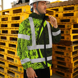 Hi Vis Jacket Waterproof Reflective Tapes Hawaiian Polynesian Tribal Custom Name Safety Workwear For Workers, Truckers, Operators