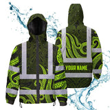 Hi Vis Jacket Waterproof Reflective Tapes Hawaiian Polynesian Tribal Custom Name Safety Workwear For Workers, Truckers, Operators
