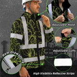 Hi Vis Jacket Waterproof Reflective Tapes Lime Neon Flowers Custom Name Safety Workwear For Workers, Truckers, Operators