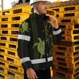 Hi Vis Jacket Waterproof Reflective Tapes Lime Neon Hawaiian Polynesian Tribal Custom Name Safety Workwear For Workers, Truckers, Operators