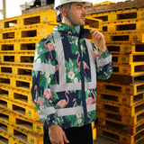 Hi Vis Jacket Waterproof Reflective Tapes Neon Pink Flowers 2 Custom Name Safety Workwear For Workers, Truckers, Operators