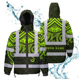 Hi Vis Jacket Waterproof Reflective Tapes  Octopus Hawaiian Polynesian Tribal Custom Name Safety Workwear For Workers, Truckers, Operators
