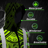 Hi Vis Jacket Waterproof Reflective Tapes  Octopus Hawaiian Polynesian Tribal Custom Name Safety Workwear For Workers, Truckers, Operators