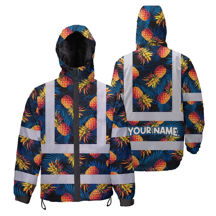 Orange Neon And Dark Blue Hi-Vis Waterproof Jacket